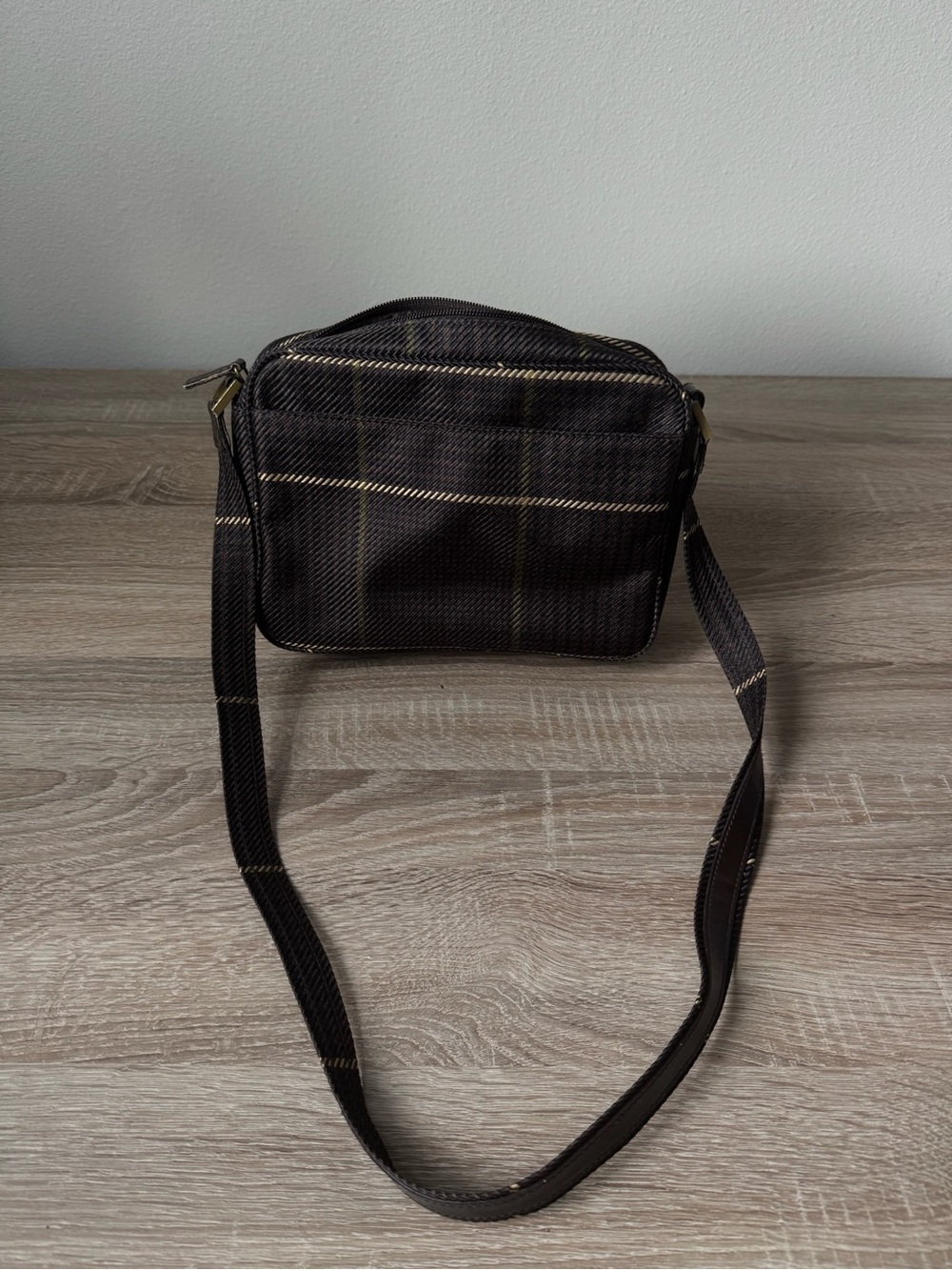 Lauren Ralph Lauren Plaid Crossbody Bag Brown Tartan Shoulder Purse Vintage - Picture 2 of 6